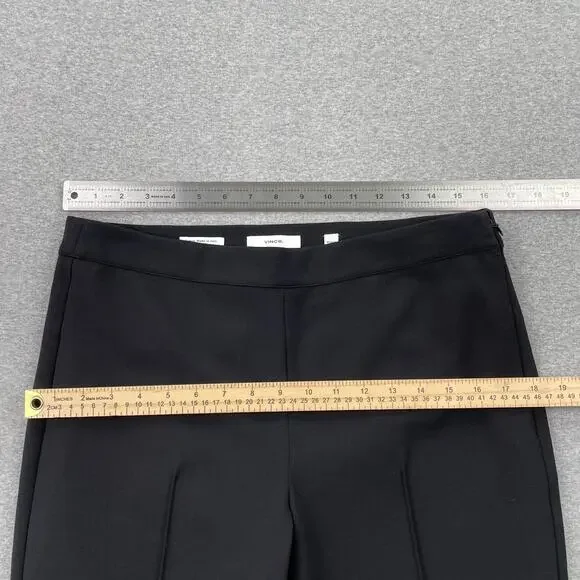 VINCE Mid Rise Pintuck Crop Flare Pant Womens Size 10 Black Pleated Quiet Luxury